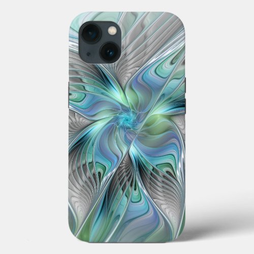 Abstract Blue Green Butterfly Fantasy Fractal Art iPhone 13 Case