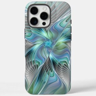Abstract Blue Green Butterfly Fantasy Fractal Art iPhone 16 Pro Max Case