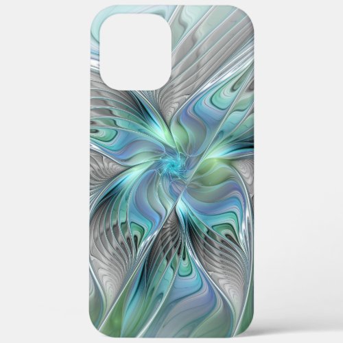 Abstract Blue Green Butterfly Fantasy Fractal Art iPhone 12 Pro Max Case