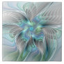 Abstract Blue Green Butterfly Fantasy Fractal Art Ceramic Tile