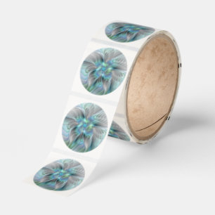 Abstract Blue Green Butterfly Fantasy Fractal Art Classic Round Sticker