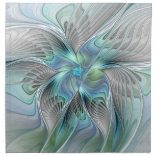 Abstract Blue Green Butterfly Fantasy Fractal Art Cloth Napkin