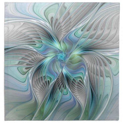 Abstract Blue Green Butterfly Fantasy Fractal Art Cloth Napkin