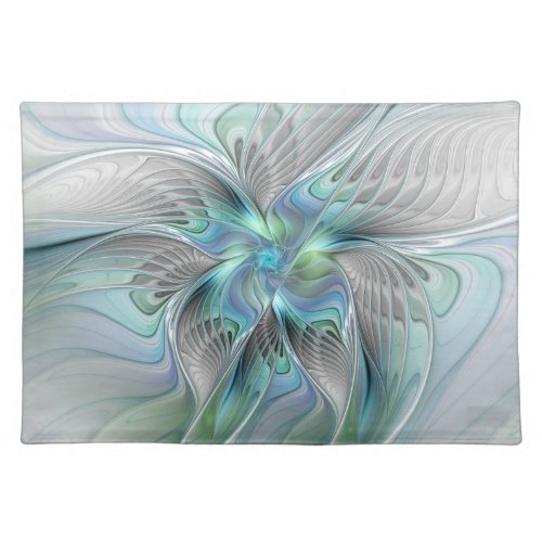 Abstract Blue Green Butterfly Fantasy Fractal Art Cloth Placemat