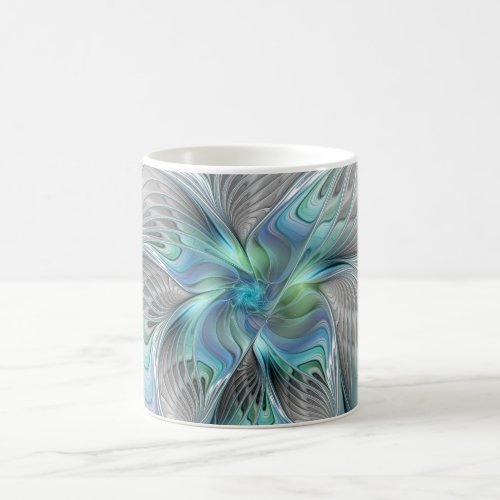 Abstract Blue Green Butterfly Fantasy Fractal Art Coffee Mug