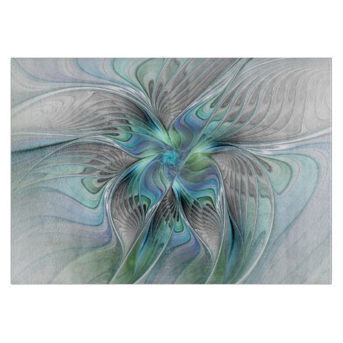 Abstract Blue Green Butterfly Fantasy Fractal Art Cutting Board