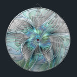 Abstract Blue Green Butterfly Fantasy Fractal Art Dart Board<br><div class="desc">A colorful and very decorative fantasy butterfly
with harmonious blue-green pastel colors.
Design for your dartboard and more.</div>
