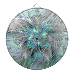 Abstract Blue Green Butterfly Fantasy Fractal Art Dart Board