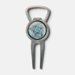 Abstract Blue Green Butterfly Fantasy Fractal Art Divot Tool