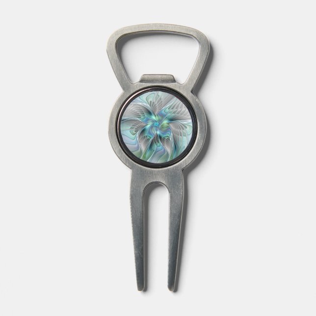 Abstract Blue Green Butterfly Fantasy Fractal Art Divot Tool (Composite)