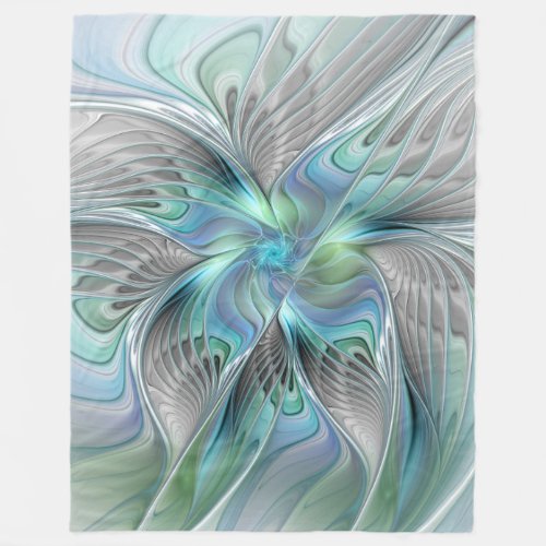 Abstract Blue Green Butterfly Fantasy Fractal Art Fleece Blanket