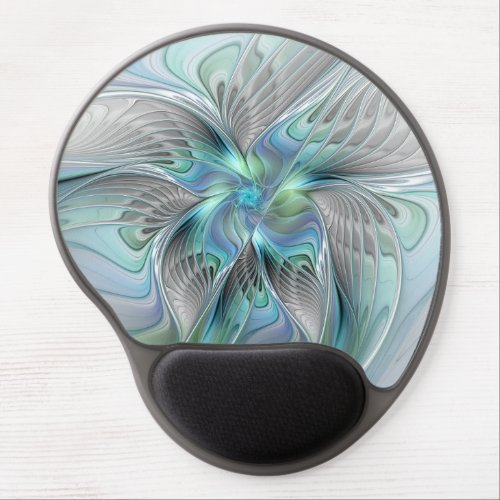 Abstract Blue Green Butterfly Fantasy Fractal Art Gel Mouse Pad
