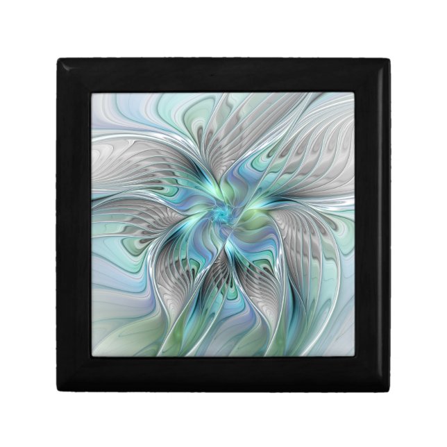 Abstract Blue Green Butterfly Fantasy Fractal Art Gift Box (Front)