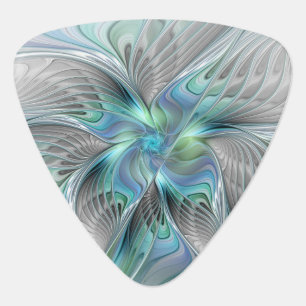 Abstract Blue Green Butterfly Fantasy Fractal Art Guitar Pick