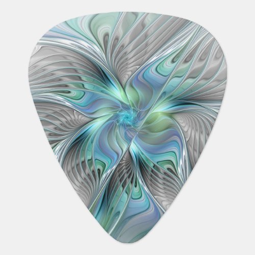 Abstract Blue Green Butterfly Fantasy Fractal Art Guitar Pick