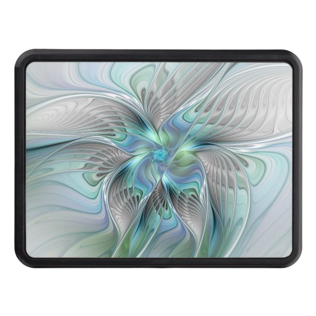 Abstract Blue Green Butterfly Fantasy Fractal Art Hitch Cover (Front)