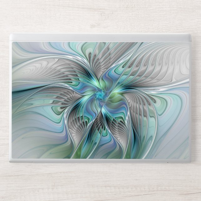 Abstract Blue Green Butterfly Fantasy Fractal Art HP Laptop Skin (Front)
