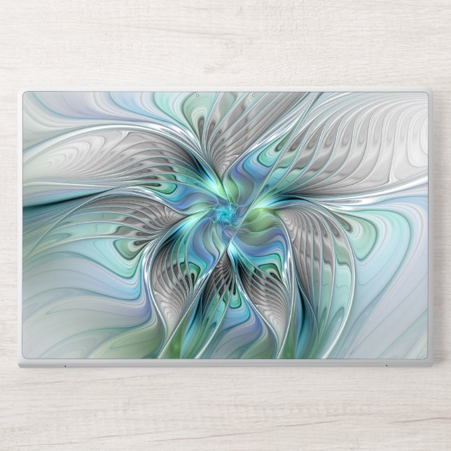 Abstract Blue Green Butterfly Fantasy Fractal Art HP Laptop Skin (Front)