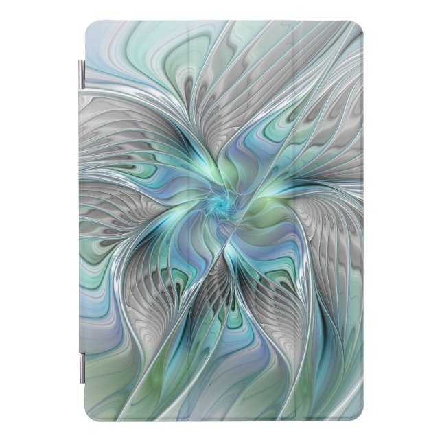 Abstract Blue Green Butterfly Fantasy Fractal Art iPad Pro Cover (Front)