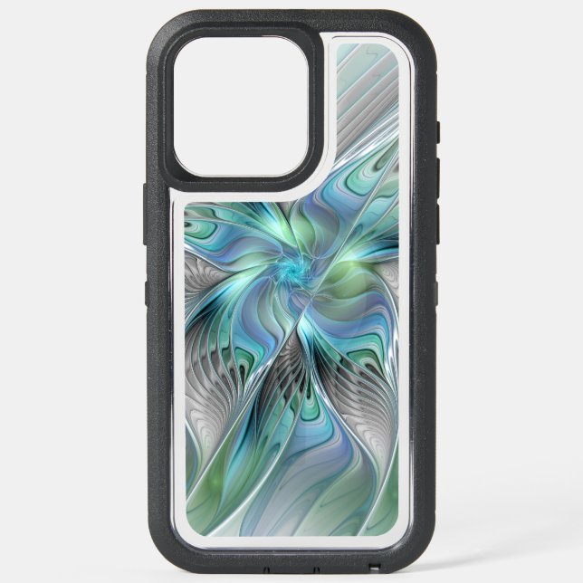 Abstract Blue Green Butterfly Fantasy Fractal Art iPhone 15 Pro Max Case (Back)