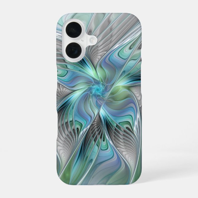 Abstract Blue Green Butterfly Fantasy Fractal Art iPhone Case (Back)
