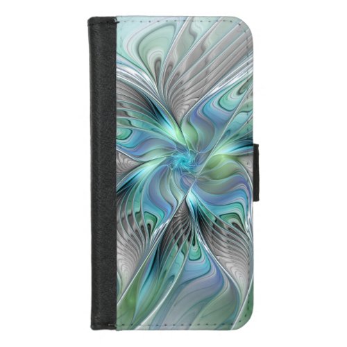 Abstract Blue Green Butterfly Fantasy Fractal Art iPhone 87 Wallet Case