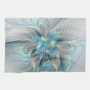 Abstract Blue Green Butterfly Fantasy Fractal Art Kitchen Towel