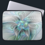 Abstract Blue Green Butterfly Fantasy Fractal Art Laptop Sleeve<br><div class="desc">A colorful and very decorative fantasy butterfly
with harmonious blue-green pastel colors.
Design for your laptop sleeve and more.</div>