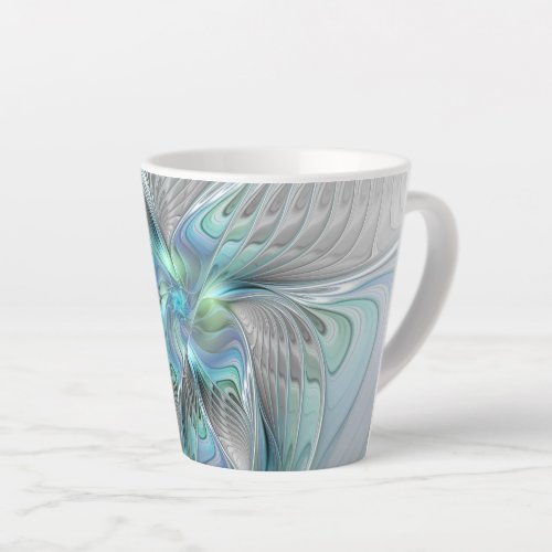 Abstract Blue Green Butterfly Fantasy Fractal Art Latte Mug