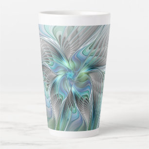 Abstract Blue Green Butterfly Fantasy Fractal Art Latte Mug