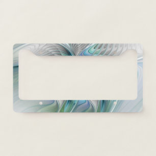 Abstract Blue Green Butterfly Fantasy Fractal Art License Plate Frame