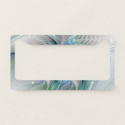 Abstract Blue Green Butterfly Fantasy Fractal Art License Plate Frame