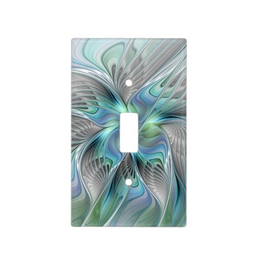 Abstract Blue Green Butterfly Fantasy Fractal Art Light Switch Cover