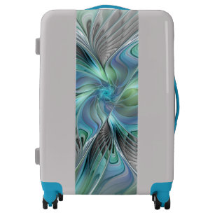 Abstract Blue Green Butterfly Fantasy Fractal Art Luggage