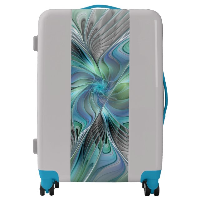 Abstract Blue Green Butterfly Fantasy Fractal Art Luggage (Front)