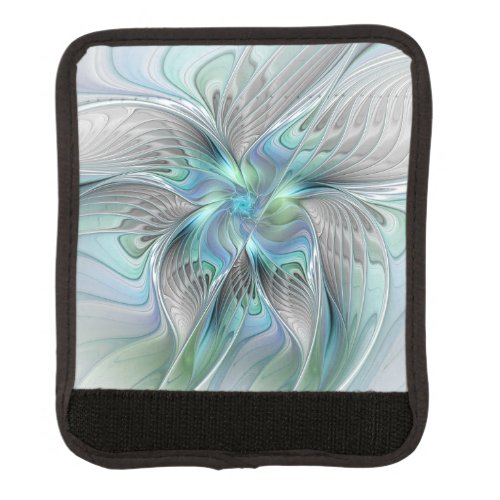 Abstract Blue Green Butterfly Fantasy Fractal Art Luggage Handle Wrap