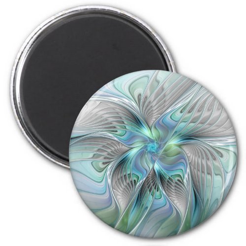 Abstract Blue Green Butterfly Fantasy Fractal Art Magnet