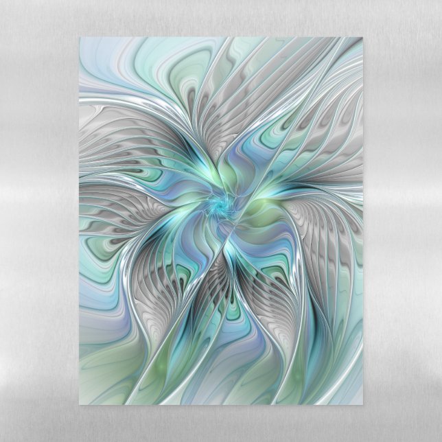 Abstract Blue Green Butterfly Fantasy Fractal Art Magnetic Dry Erase Sheet (Vertical)