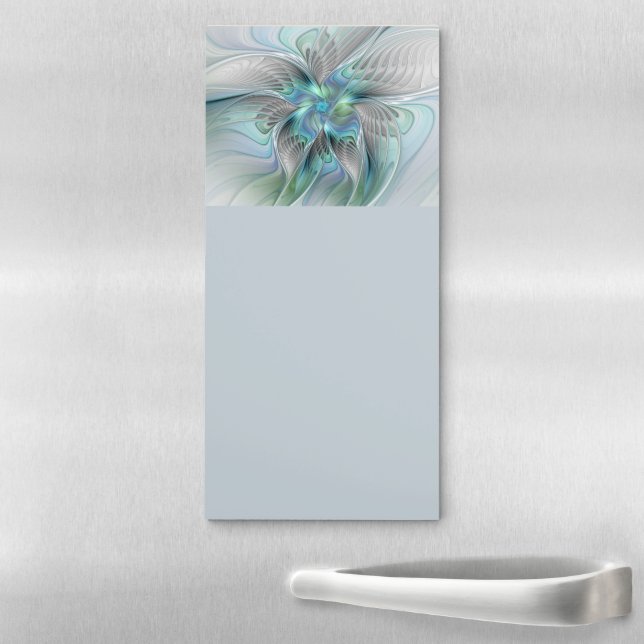 Abstract Blue Green Butterfly Fantasy Fractal Art Magnetic Notepad (In Situ)