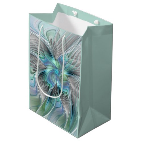 Abstract Blue Green Butterfly Fantasy Fractal Art Medium Gift Bag