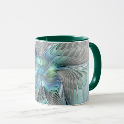 Abstract Blue Green Butterfly Fantasy Fractal Art Mug
