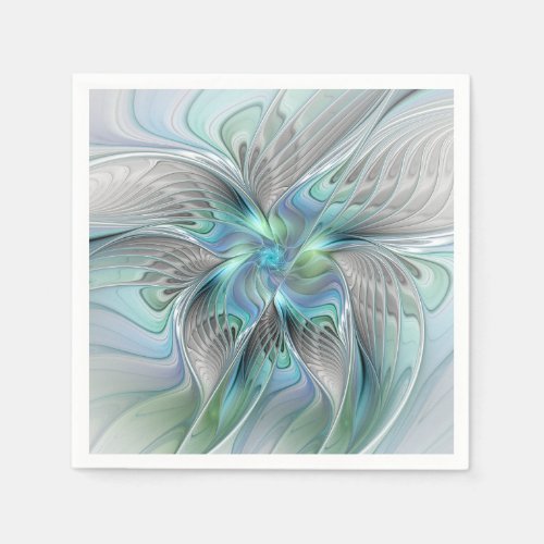Abstract Blue Green Butterfly Fantasy Fractal Art Napkins