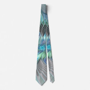 Abstract Blue Green Butterfly Fantasy Fractal Art Neck Tie