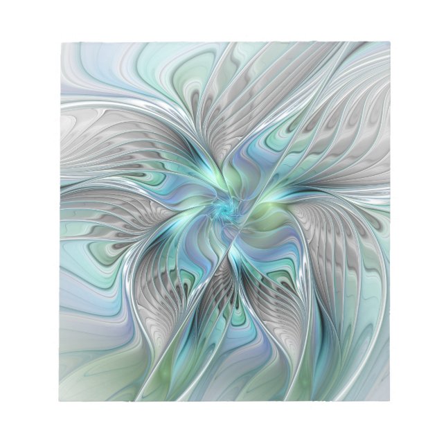 Abstract Blue Green Butterfly Fantasy Fractal Art Notepad (Front)