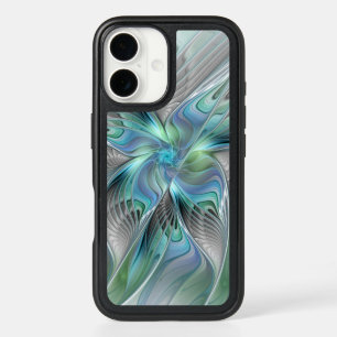 Abstract Blue Green Butterfly Fantasy Fractal Art iPhone 16 Case