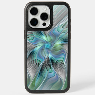 Abstract Blue Green Butterfly Fantasy Fractal Art iPhone 15 Pro Max Case