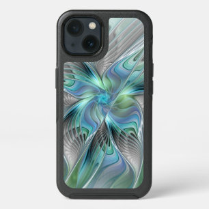 Abstract Blue Green Butterfly Fantasy Fractal Art iPhone 13 Case