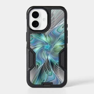 Abstract Blue Green Butterfly Fantasy Fractal Art iPhone 17 Case