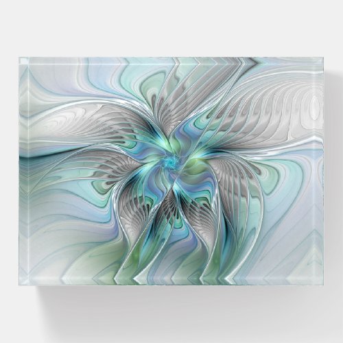 Abstract Blue Green Butterfly Fantasy Fractal Art Paperweight