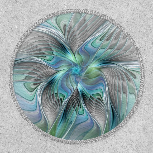 Abstract Blue Green Butterfly Fantasy Fractal Art Patch (Front)